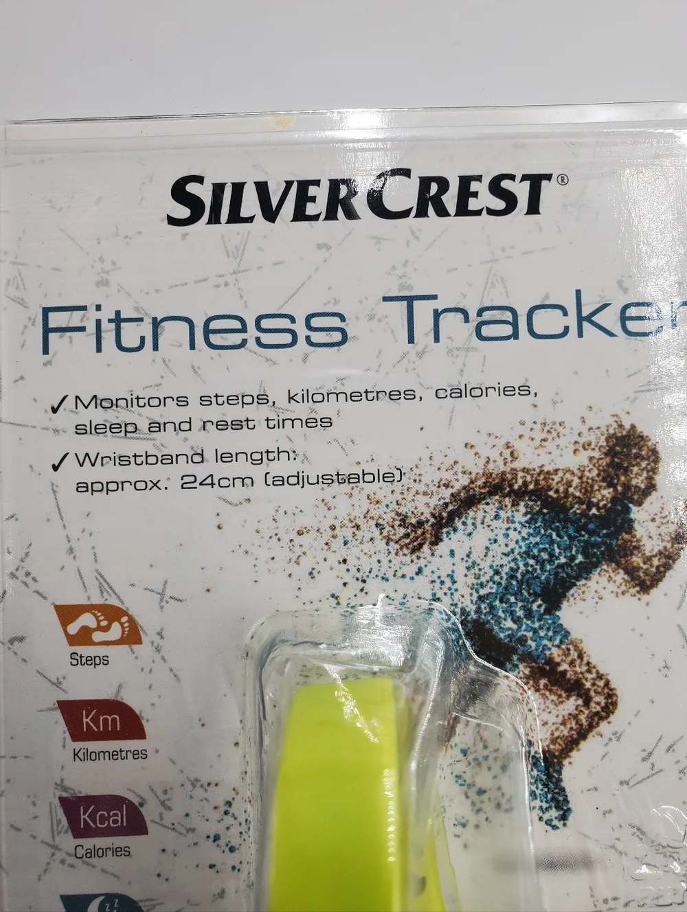 Silver Crest Fitness Tracker Monitor Steps Calorie Counter Green Wristband (C30)